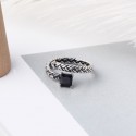 Vintage Chain and Square Gem Open Ring - MLYH216