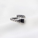Vintage Chain and Square Gem Open Ring - MLYH216