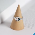 Chain and Smiley Emoji Open Ring - MLYH260