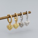 Sparkling Heart Shaped Dangle Earrings - MLYH277