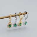 Halo Emerald Flower Dangle Earrings - MLYH279