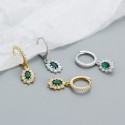 Halo Emerald Flower Dangle Earrings - MLYH279