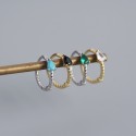 Teardrop Gemstone Twisted Hoop Earrings - MLYH282