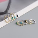 Teardrop Gemstone Twisted Hoop Earrings - MLYH282