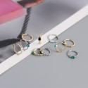 Teardrop Gemstone Twisted Hoop Earrings - MLYH282
