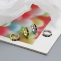 Double Row of Gemstone Hoop Earrings - MLYH293