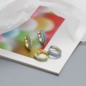 Double Row of Gemstone Hoop Earrings - MLYH293
