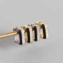 Metallic U-shaped Enamel Hoop Earrings - MLYH302
