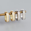 Pave and Hollow Flower Hoop Earrings - MLYH305