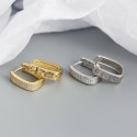 Pave and Hollow Flower Hoop Earrings - MLYH305