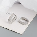 Pave and Hollow Flower Hoop Earrings - MLYH305