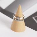 Engraved Textured Star Open Ring - MLYH310