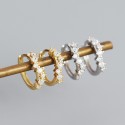 Sparkling Wavy Gemstone Row Hoop Earrings - MLYH336