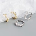 Sparkling Wavy Gemstone Row Hoop Earrings - MLYH336