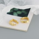 Metallic 2-layer Square Hoop Earrings - MLYH340