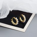 Elegant Beaded Pearl Hoop Earrings - MLYH352