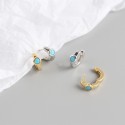 Elegant Round Gemstone Hoop Earrings - MLYH355