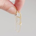 Tassel Chain and Gemstone Hoop Earrings - MLYH357