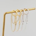 Tassel Chain and Gemstone Hoop Earrings - MLYH357