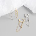 Tassel Chain and Gemstone Hoop Earrings - MLYH357