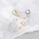 Tassel Chain and Gemstone Hoop Earrings - MLYH357