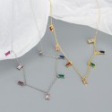 Sparkling Rectangular Gemstones Necklace - MLYH358