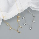 Sparkling Rectangular Gemstones Necklace - MLYH358