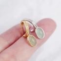 Elegant C-shaped Oval Gemstone Dangle Earrings - MLYH361