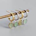 Elegant C-shaped Oval Gemstone Dangle Earrings - MLYH361