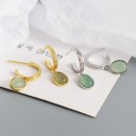 Elegant C-shaped Oval Gemstone Dangle Earrings - MLYH361