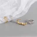 French Style Pave Leaf Hoop Earrings - MLYH373