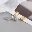 French Style Pave Leaf Hoop Earrings - MLYH373