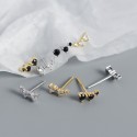 Elegant Gemstone Row Stud Earrings - MLYH377