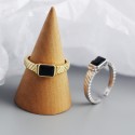 Metallic Rectangular Gemstone Open Ring - MLYH389