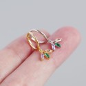 Fan-shaped Three Rhinestone Dangle Earrings - MLYH394