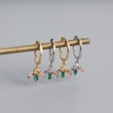 Fan-shaped Three Rhinestone Dangle Earrings - MLYH394