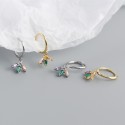 Fan-shaped Three Rhinestone Dangle Earrings - MLYH394