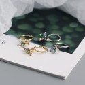 Fan-shaped Three Rhinestone Dangle Earrings - MLYH394