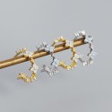 C-Shaped Four Leaf Clover Hoop Earrings - MLYH414