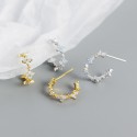 C-Shaped Four Leaf Clover Hoop Earrings - MLYH414