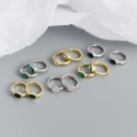 Minimalist Oval Gemstone Hoop Earrings - MLYH418