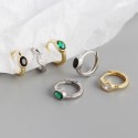 Minimalist Oval Gemstone Hoop Earrings - MLYH418
