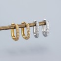 U-shaped Pave Rhinestone Hoop Earrings - MLYH425