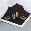 U-shaped Pave Rhinestone Hoop Earrings - MLYH425