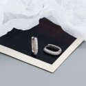 U-shaped Pave Rhinestone Hoop Earrings - MLYH425
