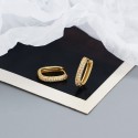 U-shaped Pave Rhinestone Hoop Earrings - MLYH425