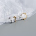 Sweet Pave Cross Hoop Earrings - MLYH430