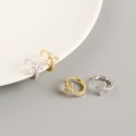 Pave 3 Leaf Clover Hoop Earrings - MLYH432