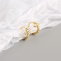 Pave 3 Leaf Clover Hoop Earrings - MLYH432