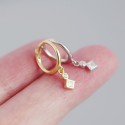 Square and Round Gemstone Dangle Earrings - MLYH435